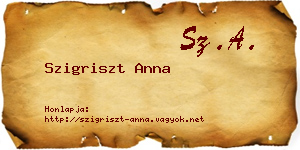 Szigriszt Anna névjegykártya