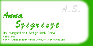anna szigriszt business card